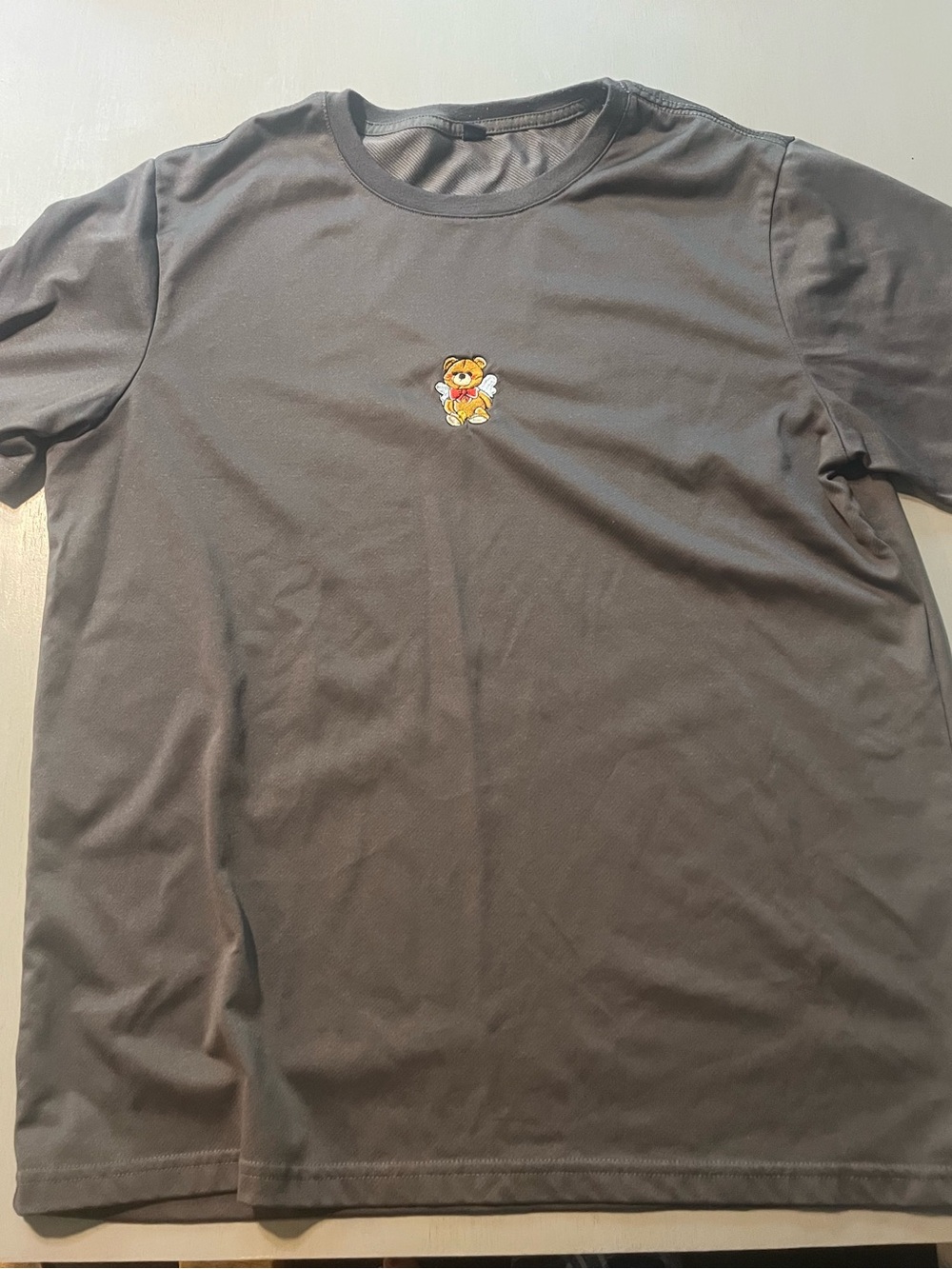 Men's Grey Teddy Bear Angel Short Sleeve T-Shirt Size Medium